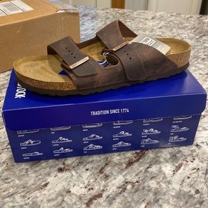 Brand new brown leather Arizona Birkenstocks.